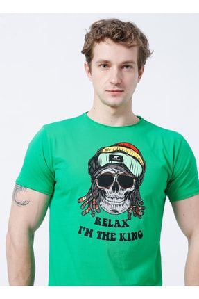 O Yaka Normal Kalıp Baskılı Yeşil Erkek T-shirt - 22.01.07.021_relax 5002844339