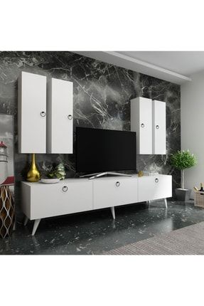 Ideal Tv Ünitesi Duvar Raf Ve Dolaplı Q7820-1 Beyaz