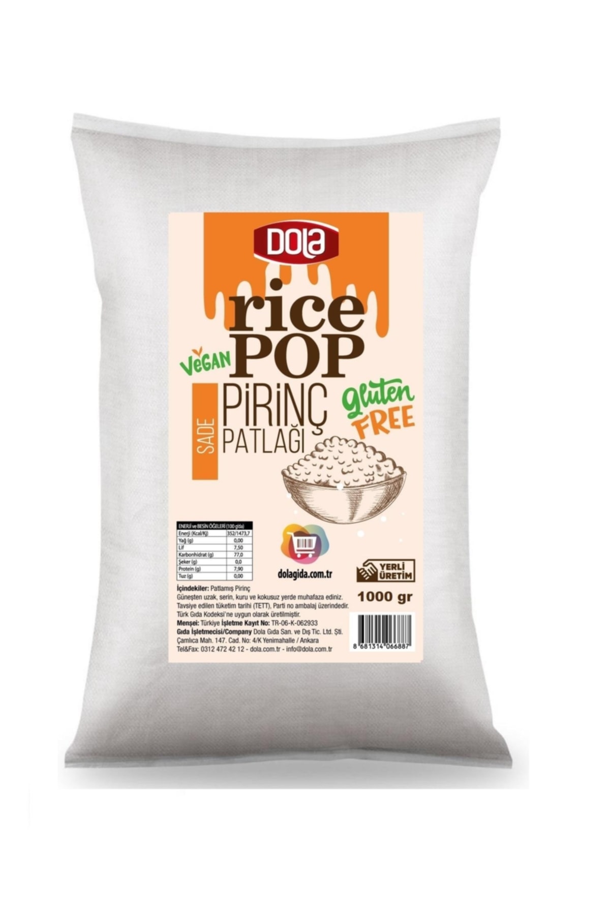 Dola Rice Pop Glutensiz Pirinç Patlağı Sade 1 Kg Şekersiz Dökme