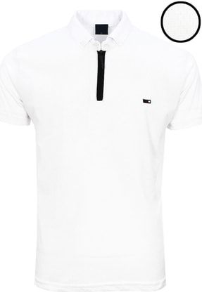 Erkek Beyaz Regular Kesim Polo Yaka Erkek T-shirt Bayman130