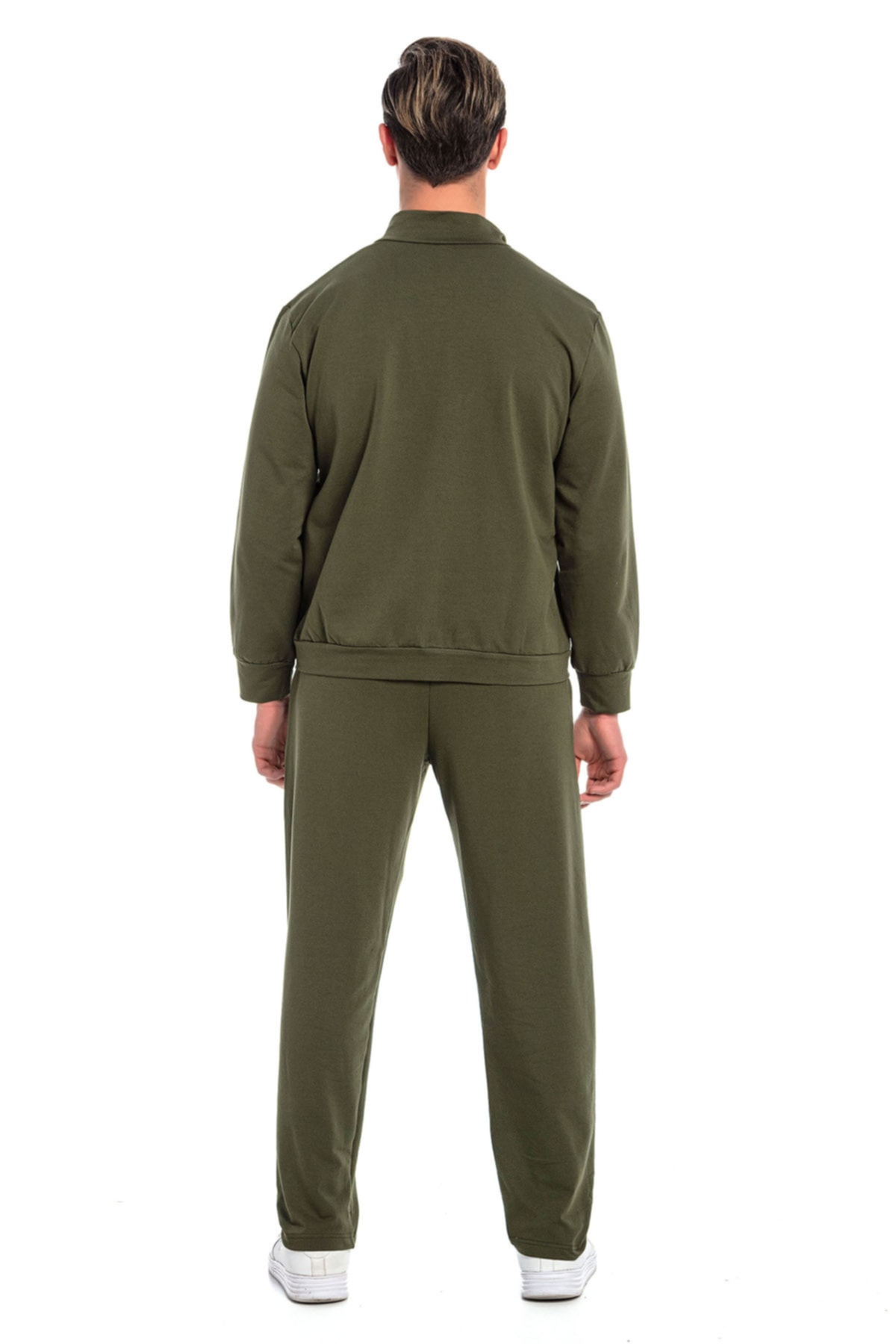 VISHENKA-Men's Printed Patterned Khaki Color Tracksuit Set with 2 Thread Pockets and Zipper Closure 5