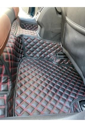 Volkswagen Jetta 2011-2018 Siyaha Kırmızı Renk Araca Özel Yeni Nesil Havuzlu Deri Paspas FEYZAOTO003587
