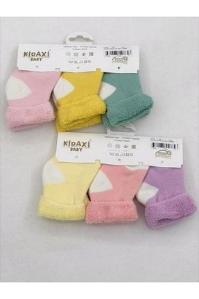 Socks Kışlık Düz Renk Anti Alerjik Havlu Çorap 6 Çift Birarada Kız Renkleri 13