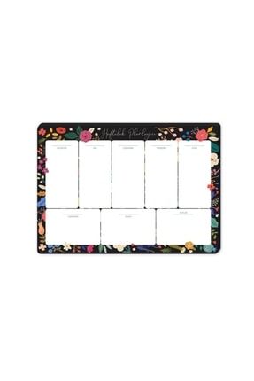 Masa Üstü Haftalık Planlayıcı (planner) Siyah Çiçek 17x24cm 52 Yaprak 830120-99