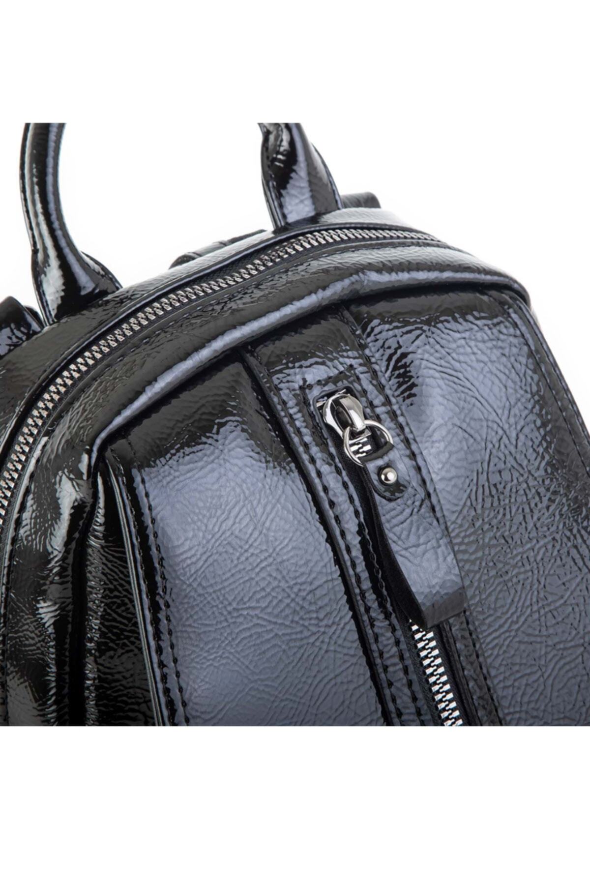 Nas Bag-Vera Bag Nas Women's Backpack and Shoulder Bag Wrinkled-patent black 4