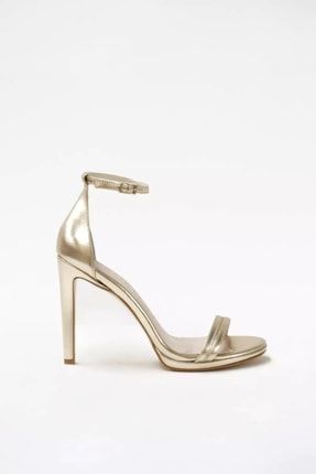 Kadın Altın Abiye Klasik Topuklu Ayakkabı Sandalet Milena ZEN463