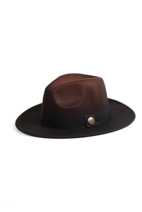 Kahverengi Degrade Iki Renk Fötr Şapka - Panama Şapka KP22S7568