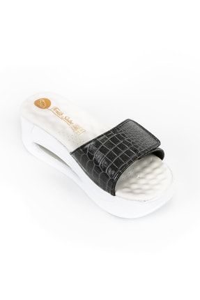 Siyah Dokulu Desen Bantlı Tek Bant Bt Air Sandalet ST629