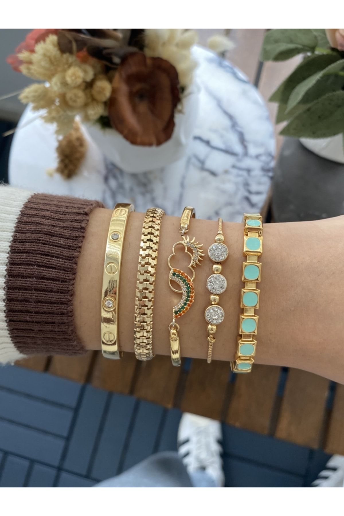 Gold bracelet set best sale