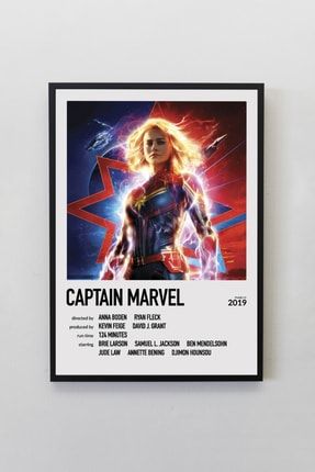 Captain Marvel Filmi Siyah Çerçeveli 21x30 Cm Marvel Tasarım Tablo TYC00393229085