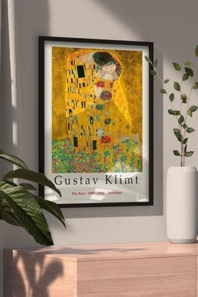 Gustav Klimt The Kiss Ahşap Çerçeveli Tablo 33x48cm ahpcv1