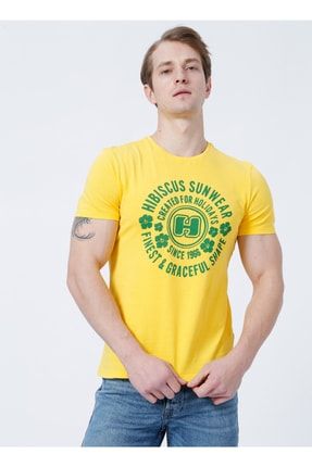 Limon Bisiklet Yaka Basic Neon Sarı Erkek T-shirt - Kıno 5002813031