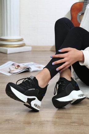 Deriland Park Kadın Gizli Dolgu Topuklu Siyah Spor Ayakkabı 22y300-6 22Y300-6