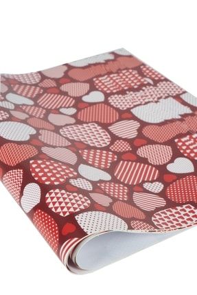 50x70cm Kırmızı Kalp Desenli Hediye Kağıdı Kaplama Kağıdı (25 Adet) B2B6