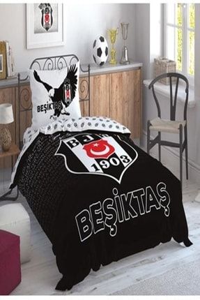 Lisanslı Tek Kişilik Nevresim Takımı Beşiktaş Marşlı Logo BC103347