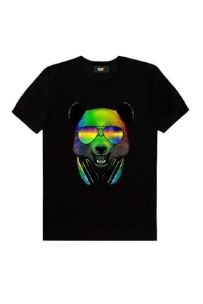 Cool Panda Neon Baskılı Siyah Tshirt Model 340 07370-2-2-2-2
