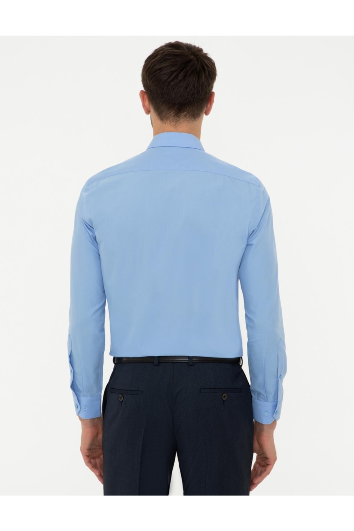 پیراهن پیر کاردین مردانه پنبه ای آبی  راسته Slim Fit/اسلیم فیت    Slim/اسلیم فیت Classical/کلاسیک | Pierre Cardin 1408879 TR - تصویر 3