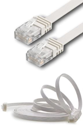 5 Adet Cat6 Kablo Yassı Ethernet Network Lan Ağ Kablosu 20 Metre-beyaz CAT6-5x2200