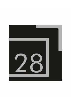 Daire Kapı Numarası Kare Siyah - Gümüş Aynalı Pleksi No:28 AKER-DEKORASYON--X412