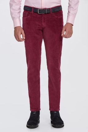 Slim Fit Magenta Kadife Pantolon TOM 5 POCKET CORDUROY