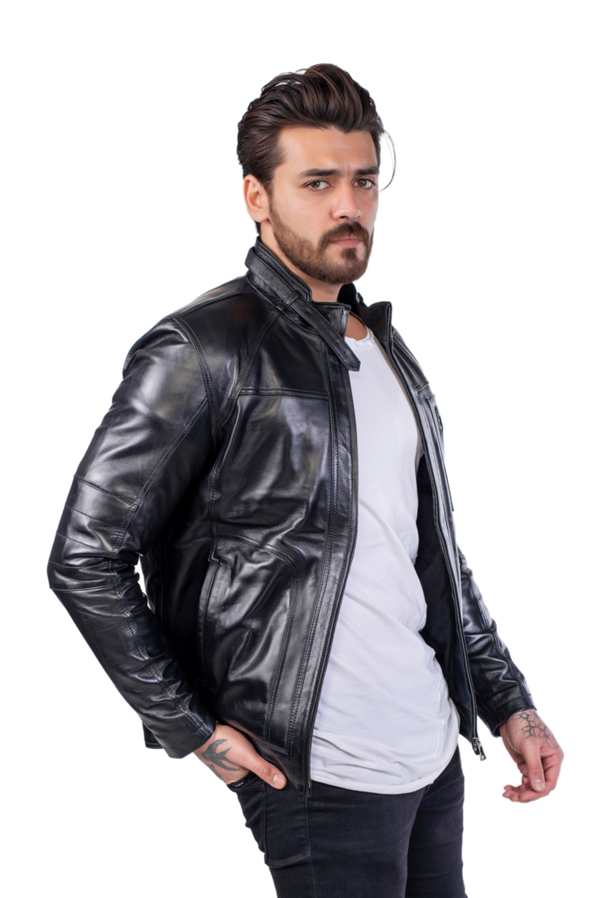 کاپشن مردانه مشکی BEKA DERİ | FD4028 اورجینال - تصویر 5