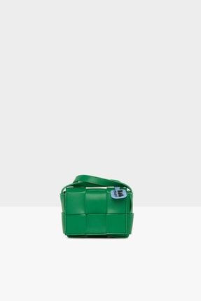 Yeşil Kadın Kalın Örme Derili Mini Çanta M000006612