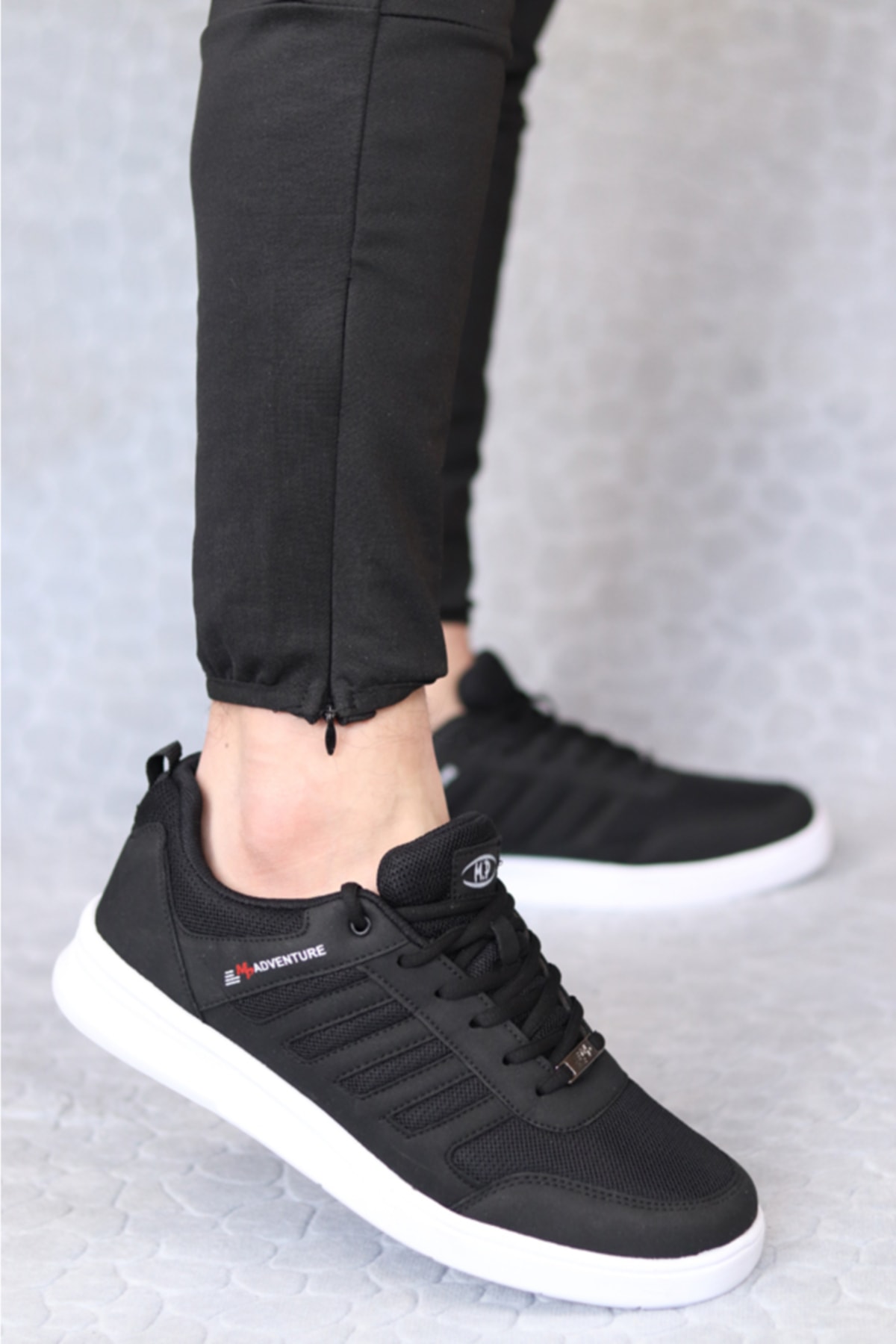 Siyah - Erkek Ince Taban Günlük Sneaker Spor Ayakkabı