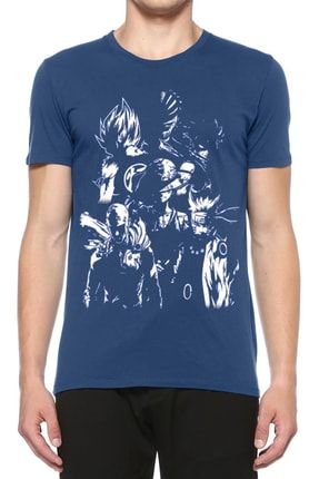 Mavi Renk Naruto One Piece Bleach Dragon Baskılı T-shirt FRK02MVAALL