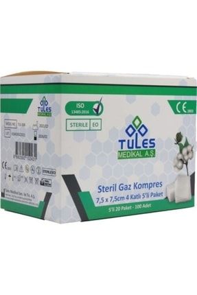 Steril Gaz Kompres 7,5x7,5cm 4 Katlı 5'li Paket TLS-308