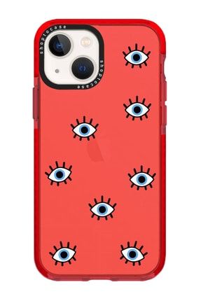 Iphone 13 Uyumlu Kırmızı Impact Nazar Gözler Tasarımlı Telefon Kılıfı VIP-13-063