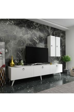 Ideal Tv Ünitesi Duvar Raf Ve Dolaplı Q7819-1 Beyaz