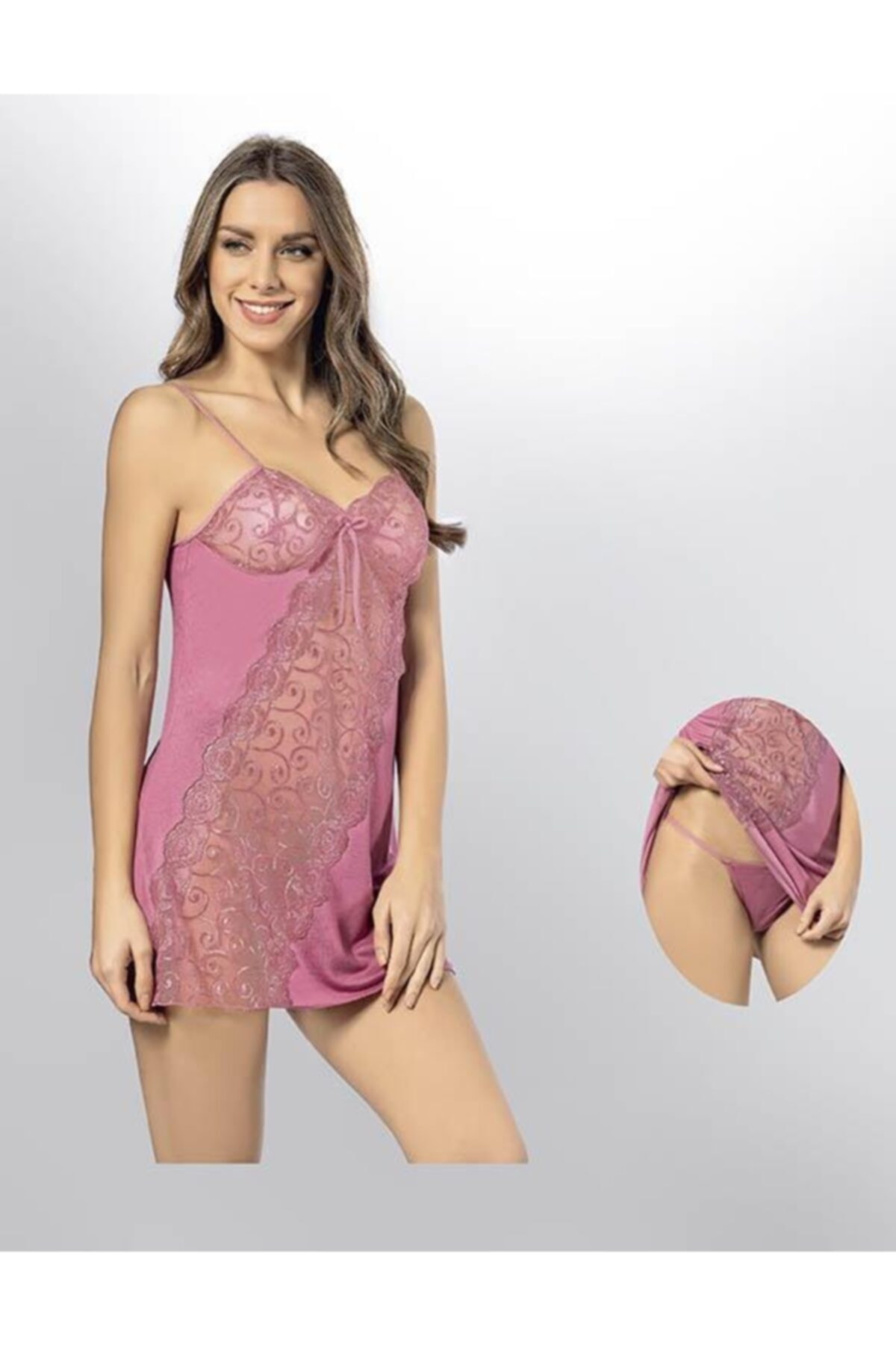 KOTA Kadın Dantelli Gecelik Takımı