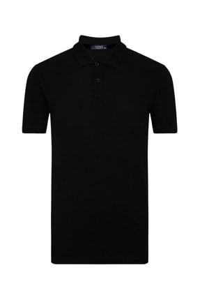 Ts1014000219 Polo Yaka Regular Fit Pike Desenli Siyah Erkek T-shirt 22624