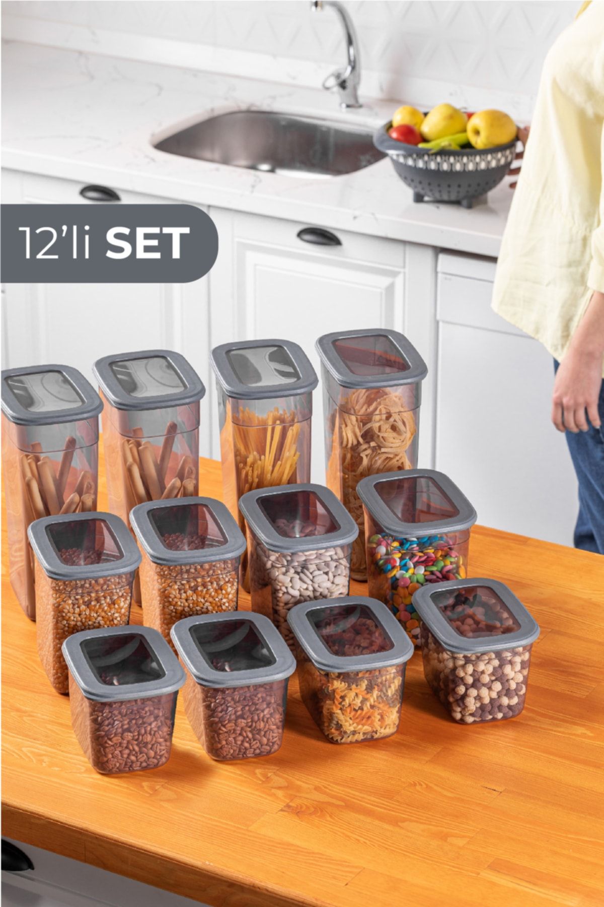 Vienev-12-Piece Set Poly Transparent Lid Long Rectangle Storage Container 4x (1.3 Liters, 2 Liters, 3.2 Liters) 1