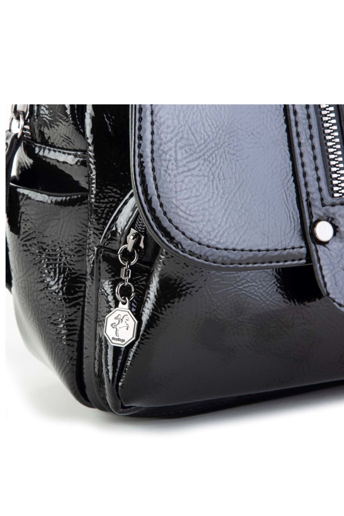 Nas Bag-Vera Bag Nas Women's Backpack and Shoulder Bag Wrinkled-patent black 5