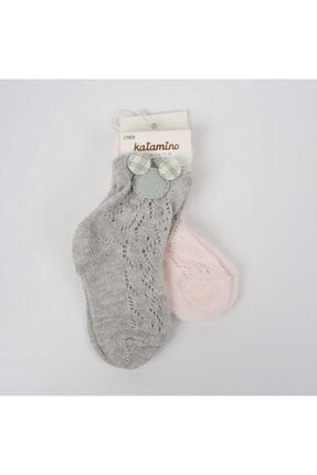 2'li Aksesuarlı Kız Bebek File Soket Çorap K44086