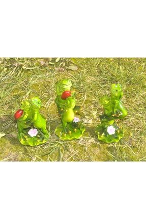 Romantik Sevgililer Kurbağa Heykel Figür Biblo Bahçe Süsü Hediyelik Dekoratif Ürün 3 Parça EL88720
