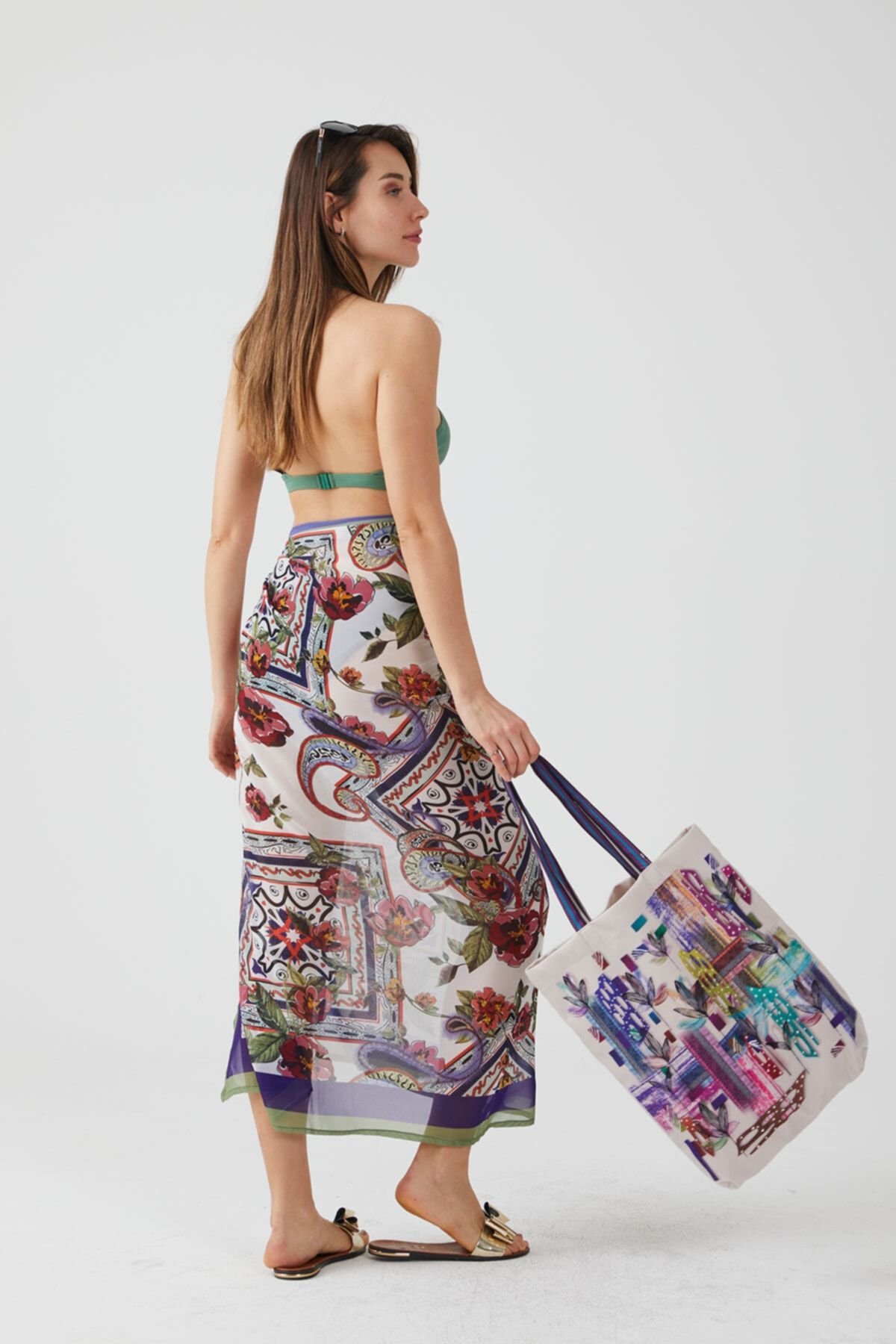 AYSHOME-Rochie de plajă pareo cu model Ays Home Tile 2