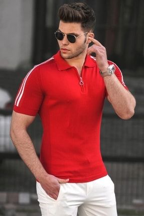 Erkek Kırmızı Polo Yaka Triko T-shirt 5084