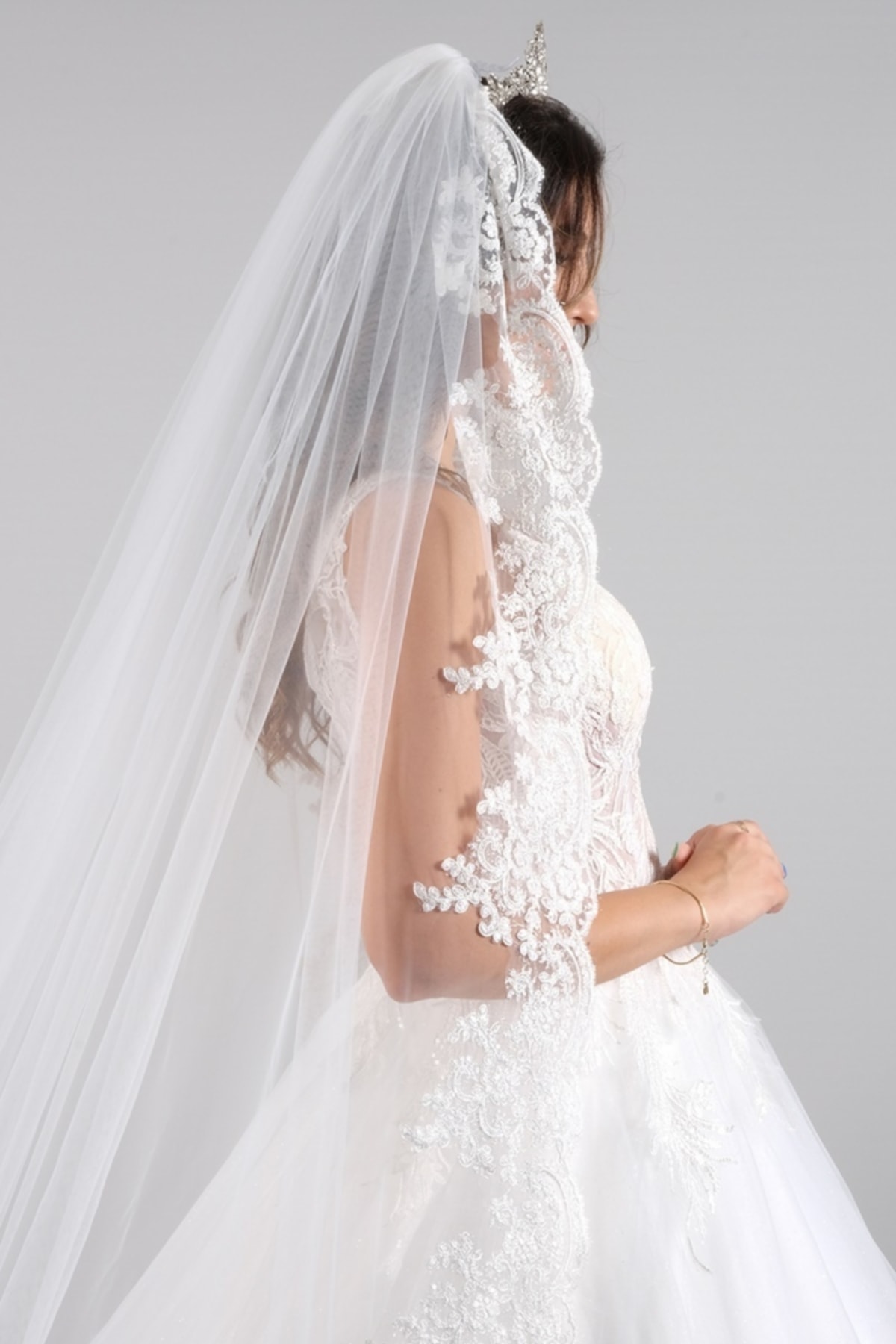 Bridal Veil Long French Lace Off-white Bride And Wedding Veil Length 220 Cm Width 300 Cm