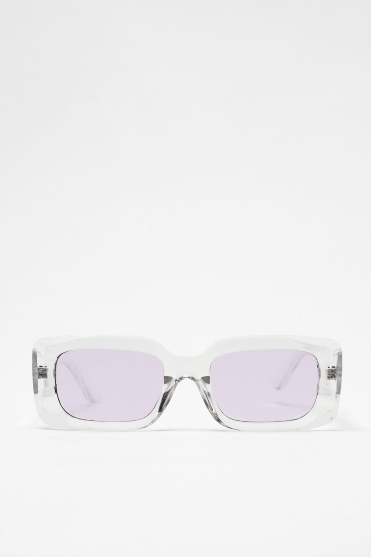 عینک دودی برشکا زنانه رنگ شفاف سایز ۵۵ فریم مستطیل Bershka