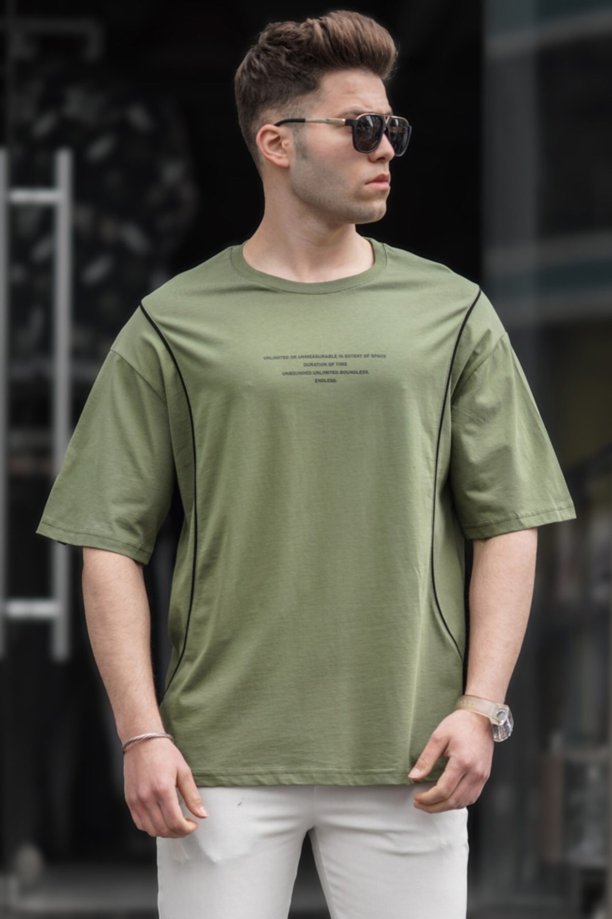 Madmext T-Shirt Khaki Oversized FN6226