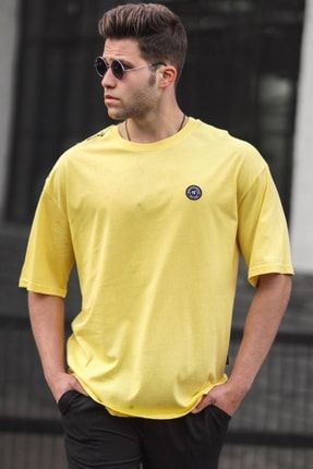 Erkek Tişört 5218 Sarı Oversize