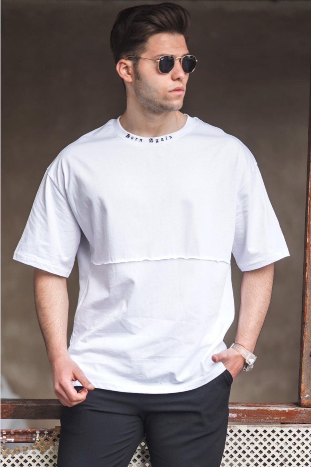 Madmext T-Shirt Weiß Oversized