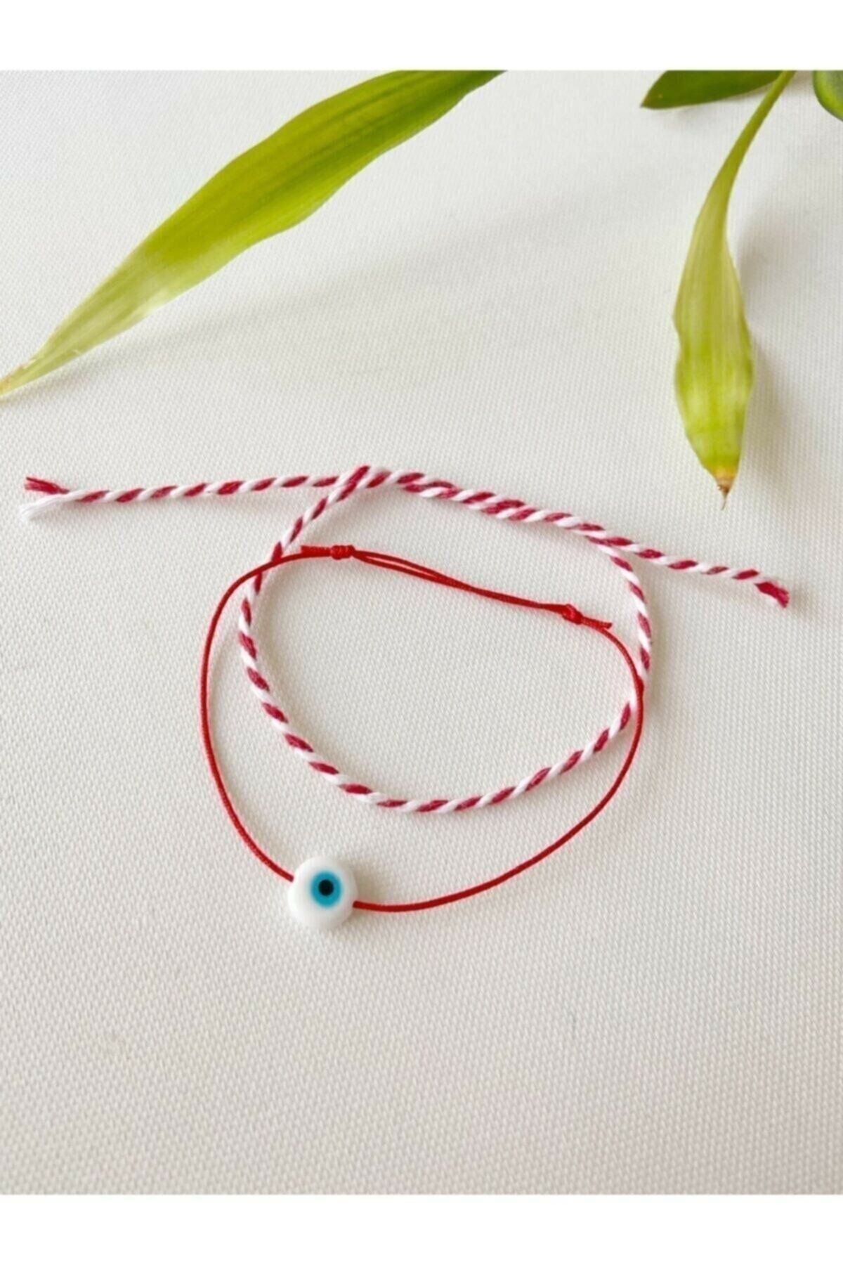 Lade Red Thread Bracelet with Glass Evil Eye Beads and Marteni ka