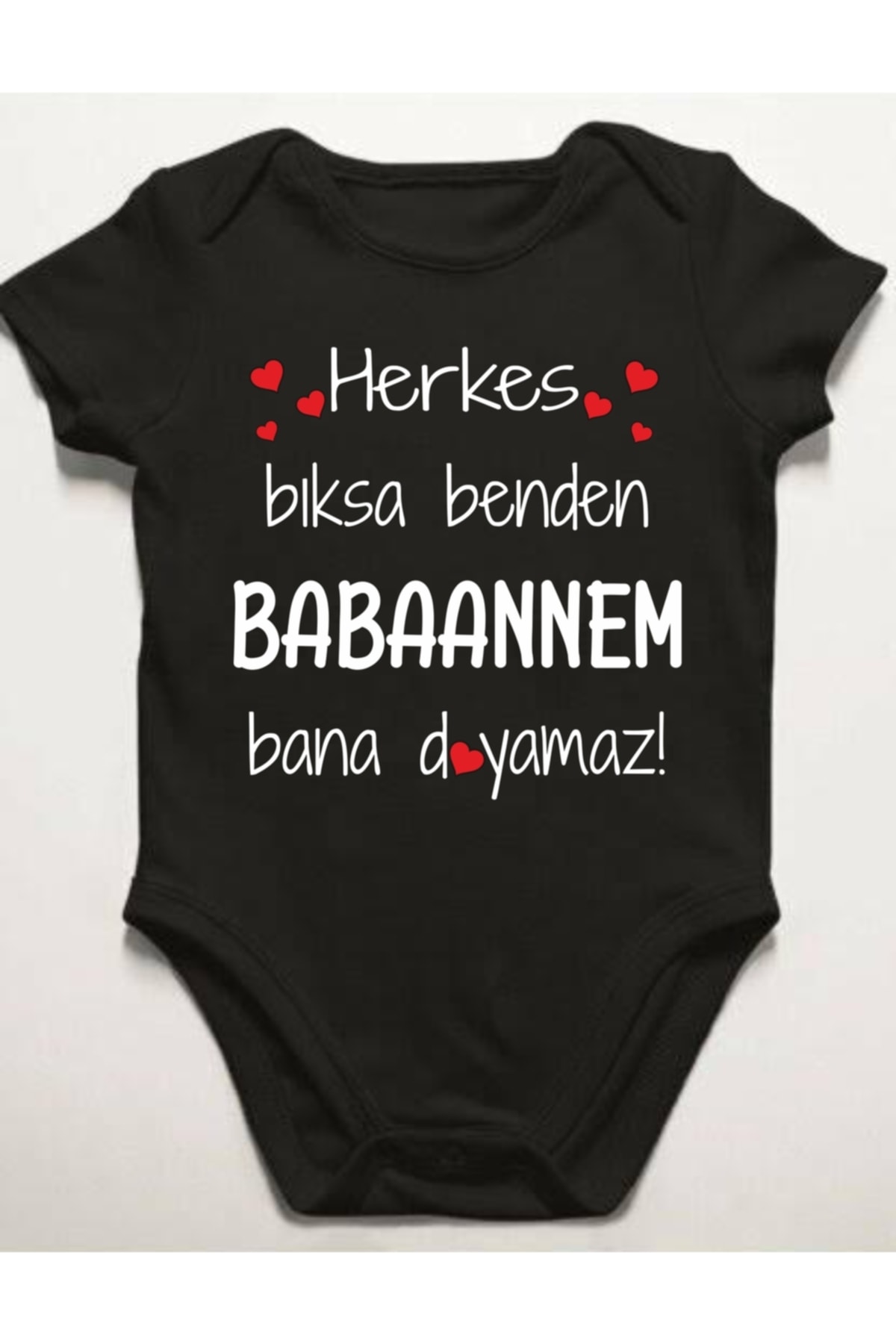 مادربزرگم از من سیر نمیشود، بادی بچگانه مشکی طرح من  مادربزرگم از من سیر نمیشود، بادی بچگانه مشکی طرح من