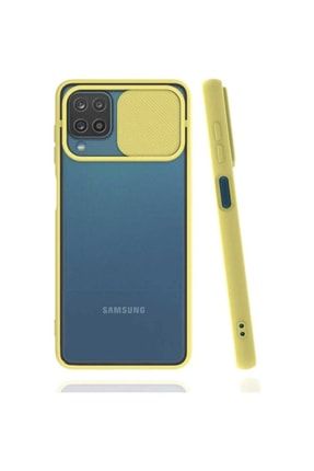Samsung Galaxy A12 - M12 Uyumlu Sürgülü Kızaklı Kamera Koruyuculu Mat Buzlu Silikon Kılıf LensiGalaxyA12-M12TamKoruma