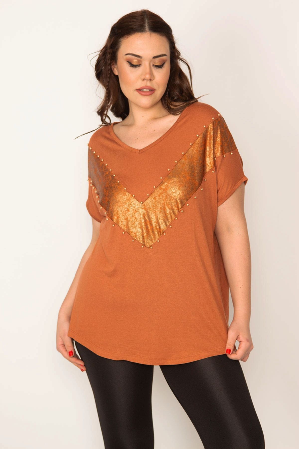 Şans Große Größen in Bluse Braun Regular Fit Fast ausverkauft