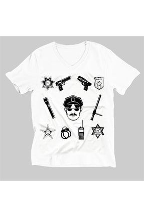 Polis V Yaka Tişört Unisex T-shirt 180173QTF