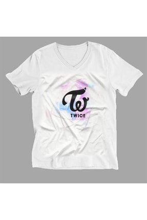 Twıce V Yaka Tişört Unisex T-shirt 177481QTF
